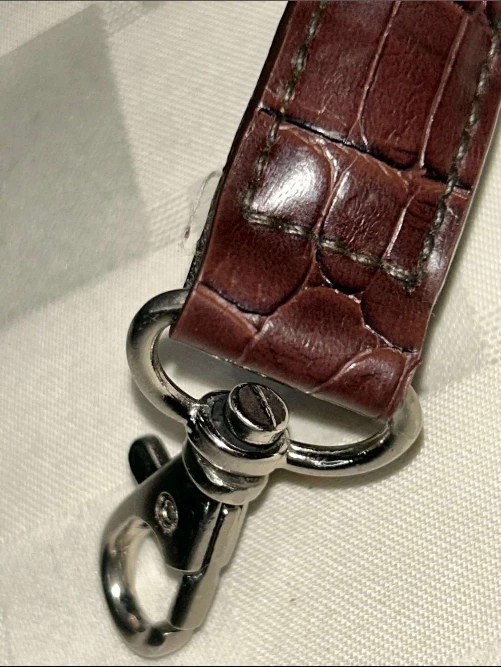 Dark Brown Croc-Embossed Leather Messenger Strap